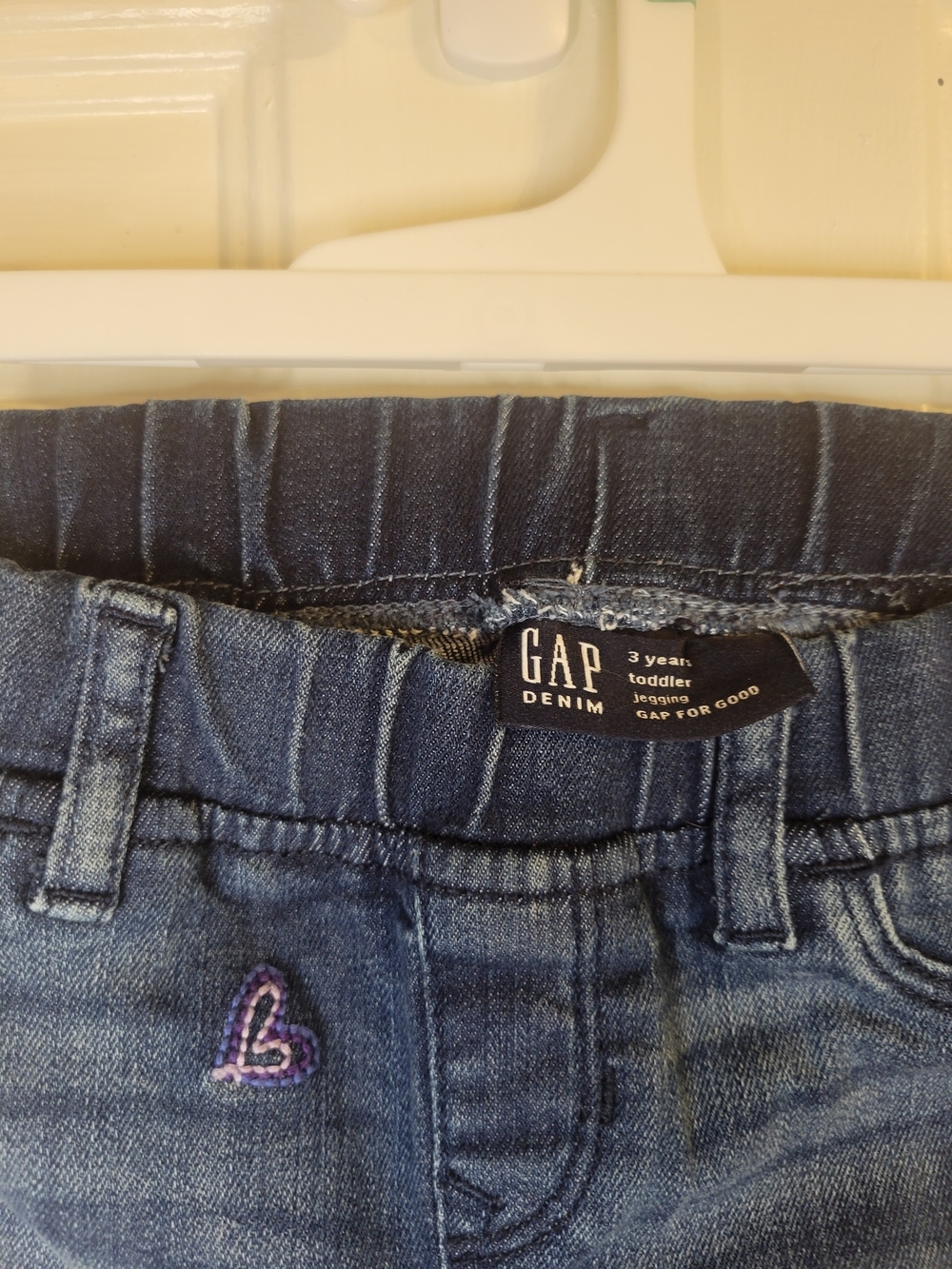 GAP Girls Dark Wash Denim Jeans with Colorful Heart Embroidery - Picture 9 of 9